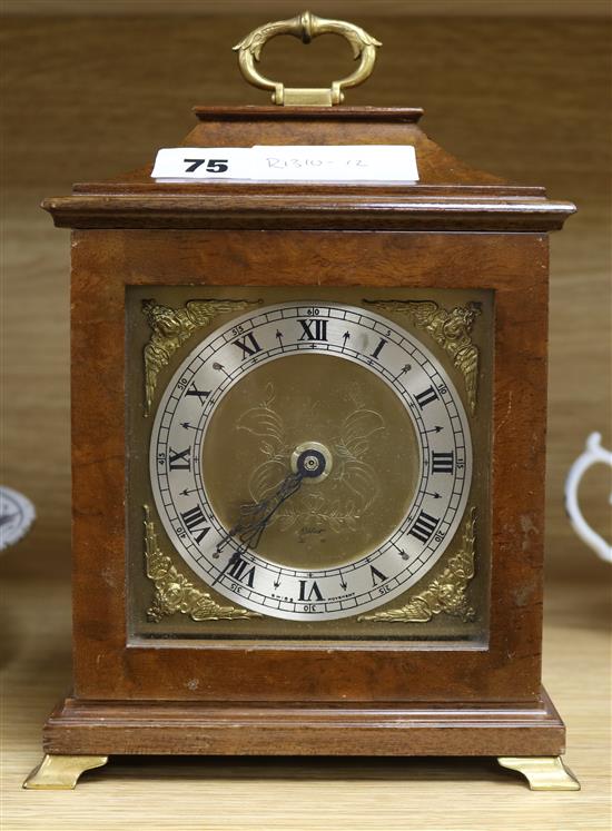 An Elliot walnut mantel timepiece, 23cm